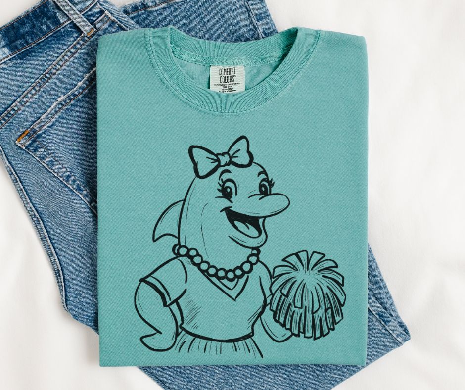 Dolphin (Cheer Vintage Sketch Mascot) - DTF