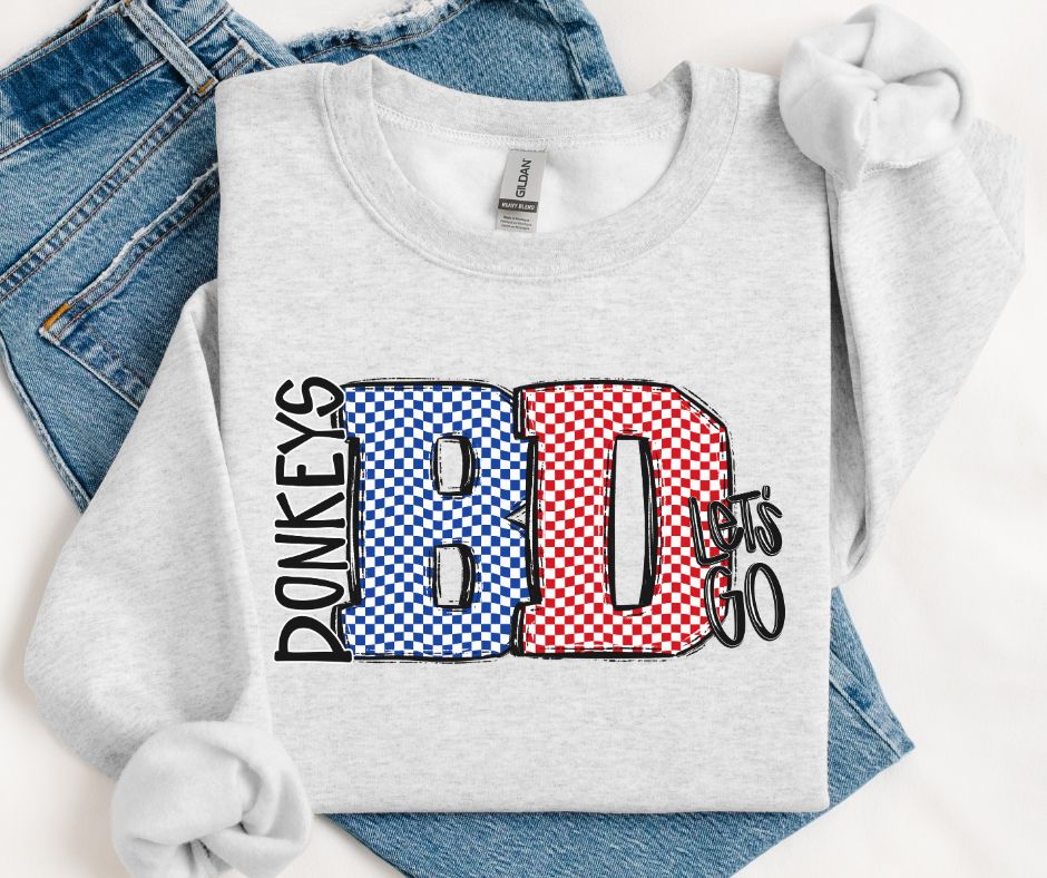 Donkeys BD - Royal/Red (Let's Go Checkers Mascot) - DTF