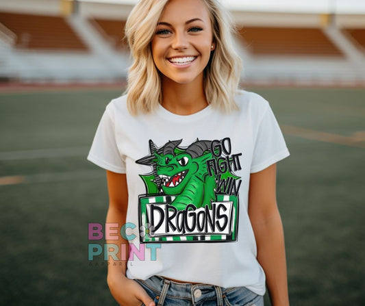 Dragons - Kelly Green (Go Fight Win Star Mascot) - DTF