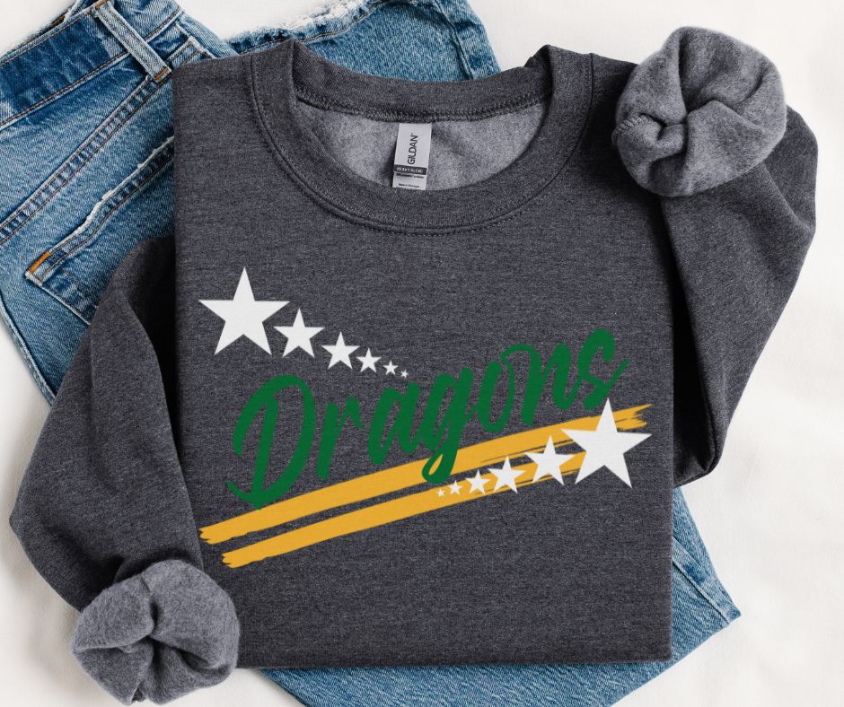 Dragons - Kelly Green/Yellow Gold/White (Spirit Stars Mascots) - DTF