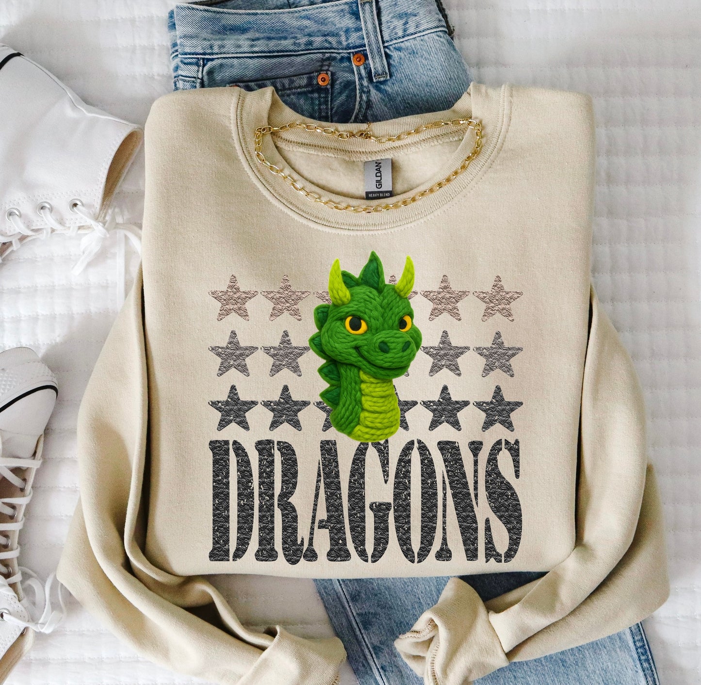 Dragons (Faux Yarn and Stars Mascot) - DTF