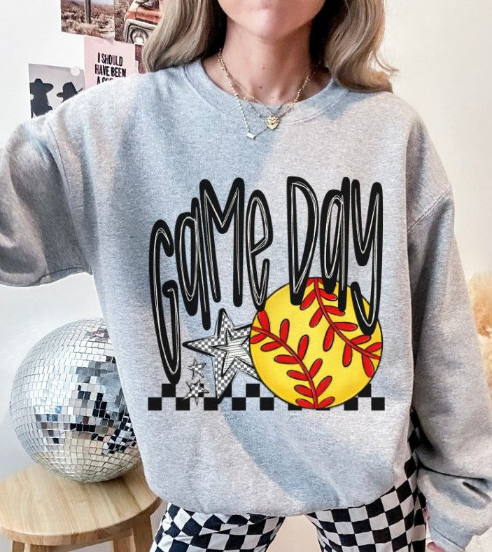 Game Day Stars (Softball - Dark Grey) - DTF