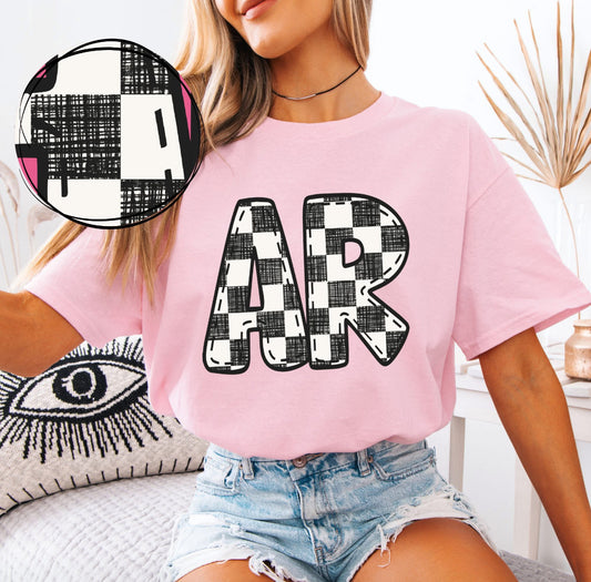 AR (Bubble Stitch Distressed Checkers State) - DTF