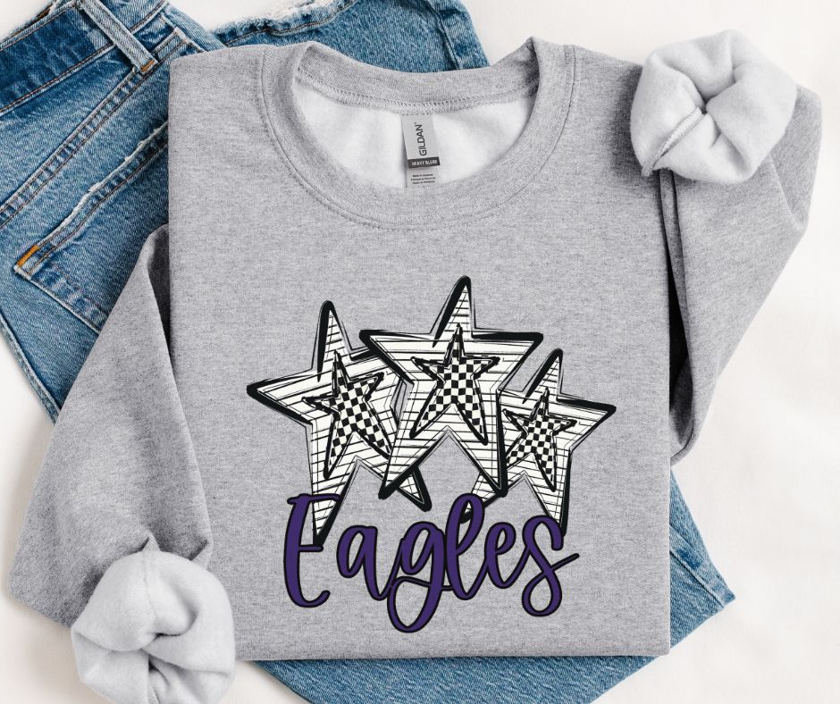 Eagles - Purple (Stars and Checks) - DTF