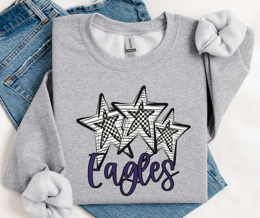 Eagles - Purple (Stars and Checks) - DTF