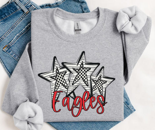 Eagles - Red (Stars and Checks) - DTF