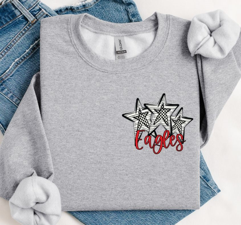 Eagles - Red (Stars and Checks) - DTF