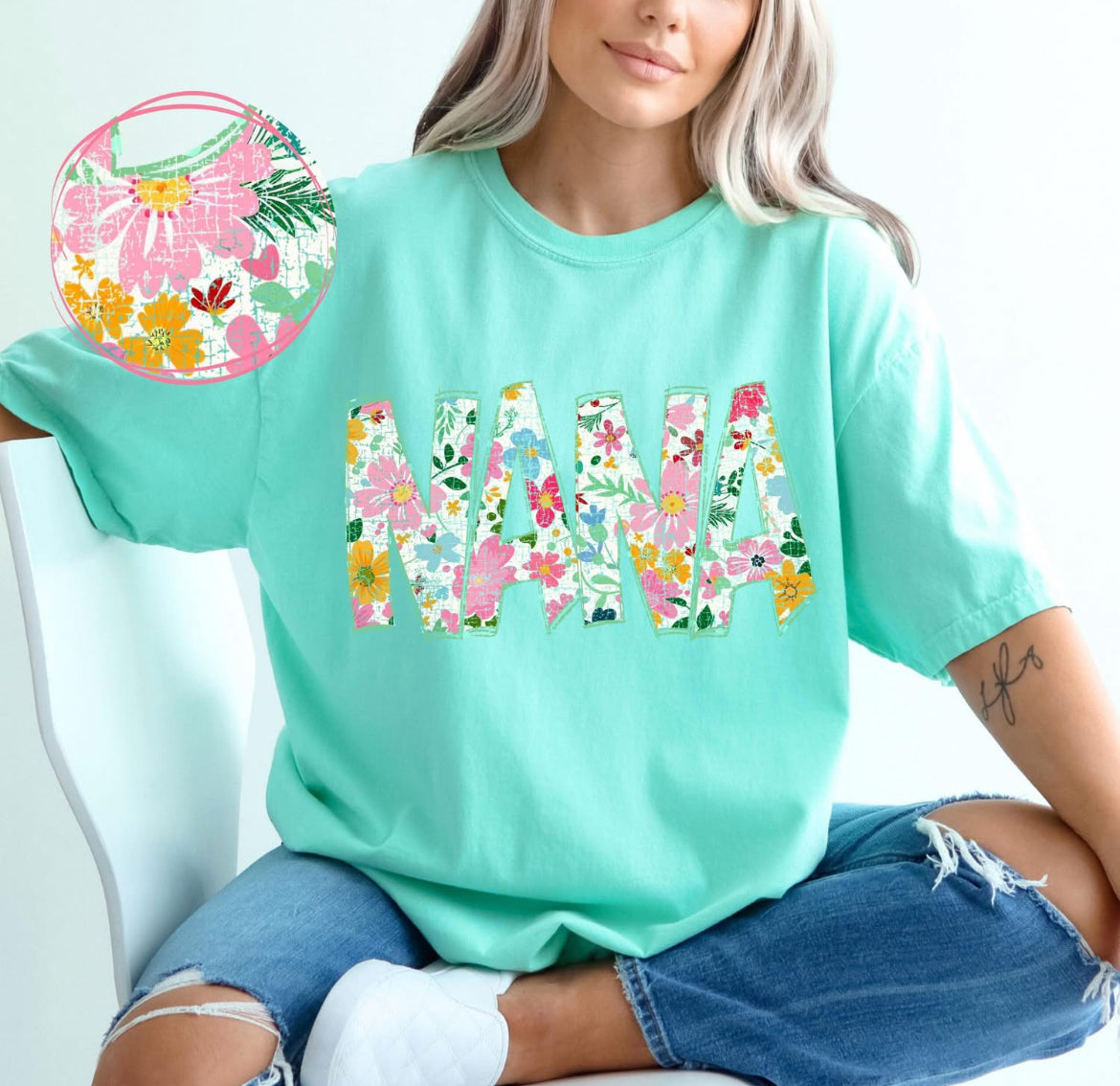 Nana (Floral Doodle Distressed) - DTF