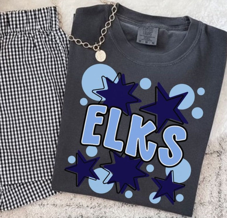Elks - Columbia Blue/Navy (Bubbles & Stars Mascot) - DTF