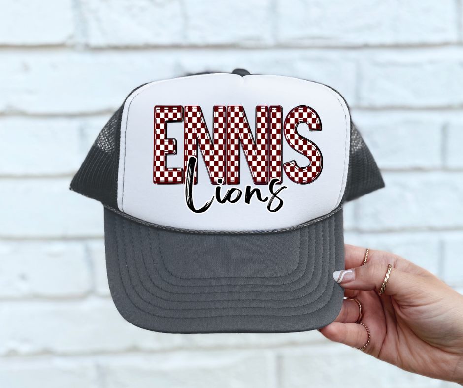 Ennis Lions (Colorful Checked School Name) - DTF
