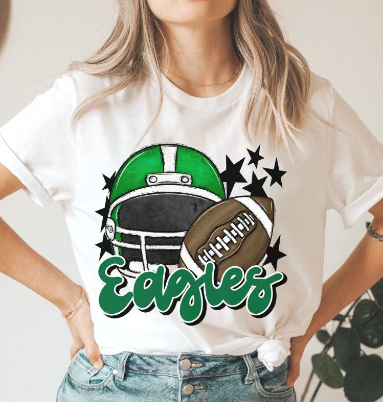 Eagles Mascot (stars - green helmet) - DTF