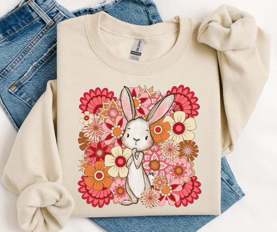 Bunny Rabbit (Retro Floral) - DTF