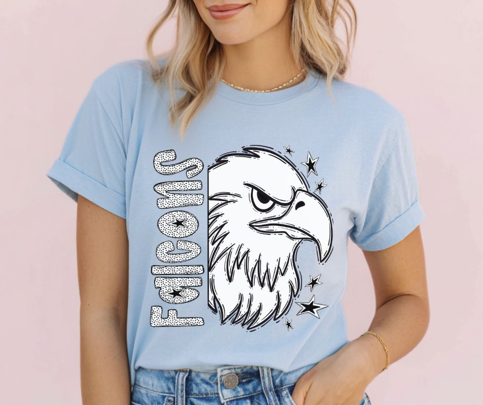 Falcons (Black/White Dotties Mascot) - DTF