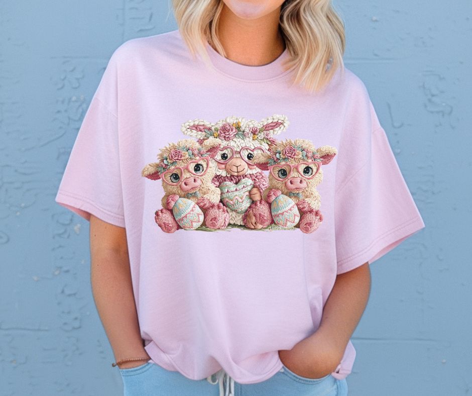 Faux Yarn Easter Highland Cow - DTF