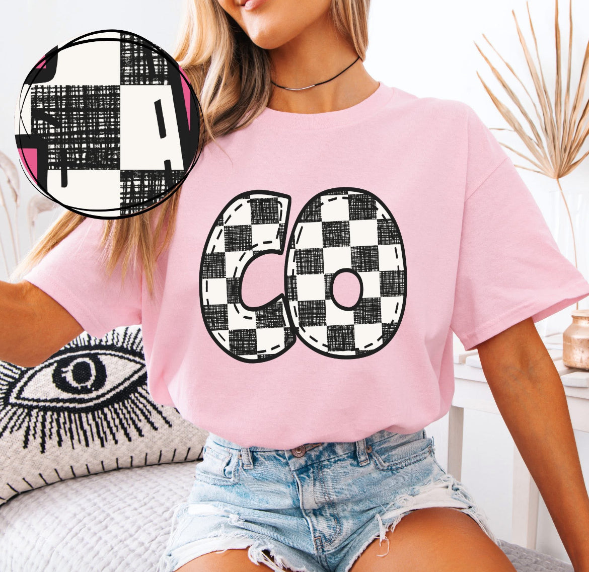 CO (Bubble Stitch Distressed Checkers State) - DTF