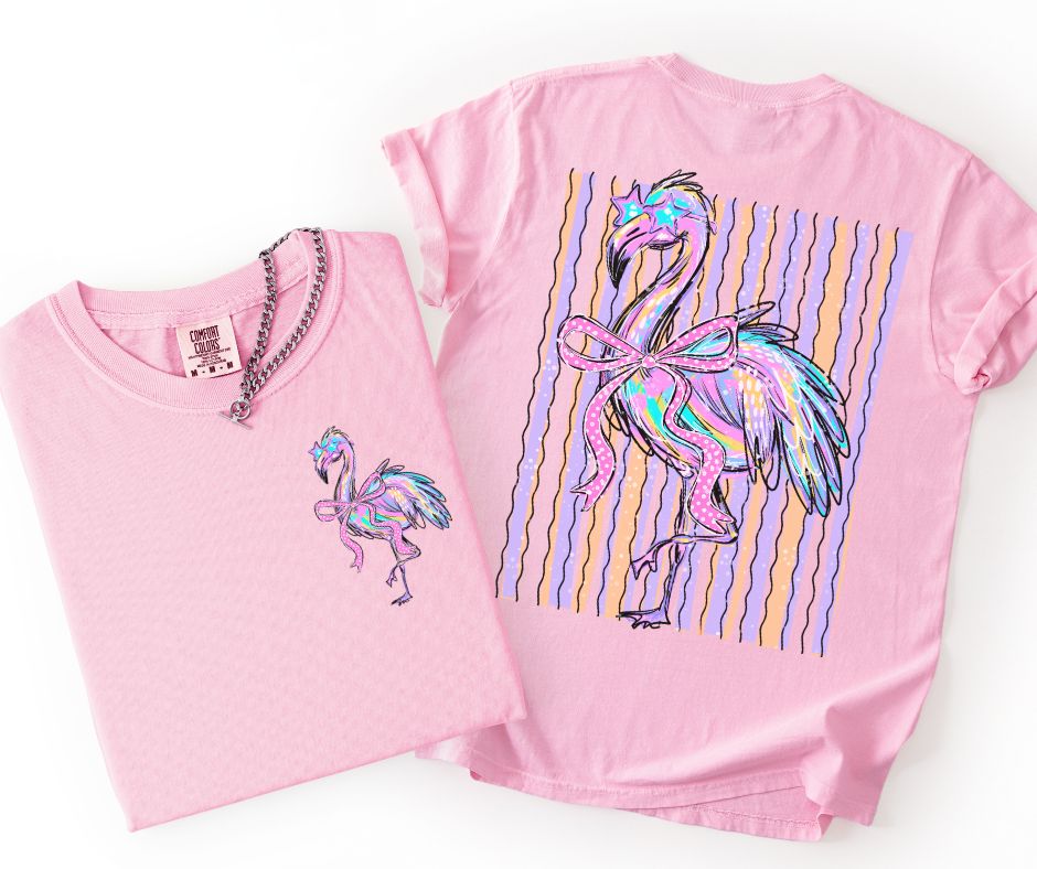 Flamingo Stripes (2-in-1 front/back combo) - DTF