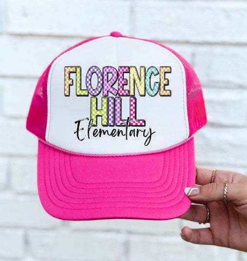 Florence Hill Elementary (Colorful Checked School Name) - DTF
