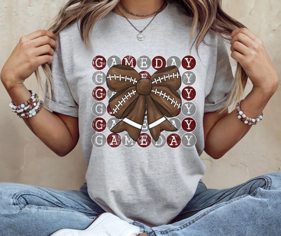 Game Day Typewriter (Football - Maroon/Gray) - DTF