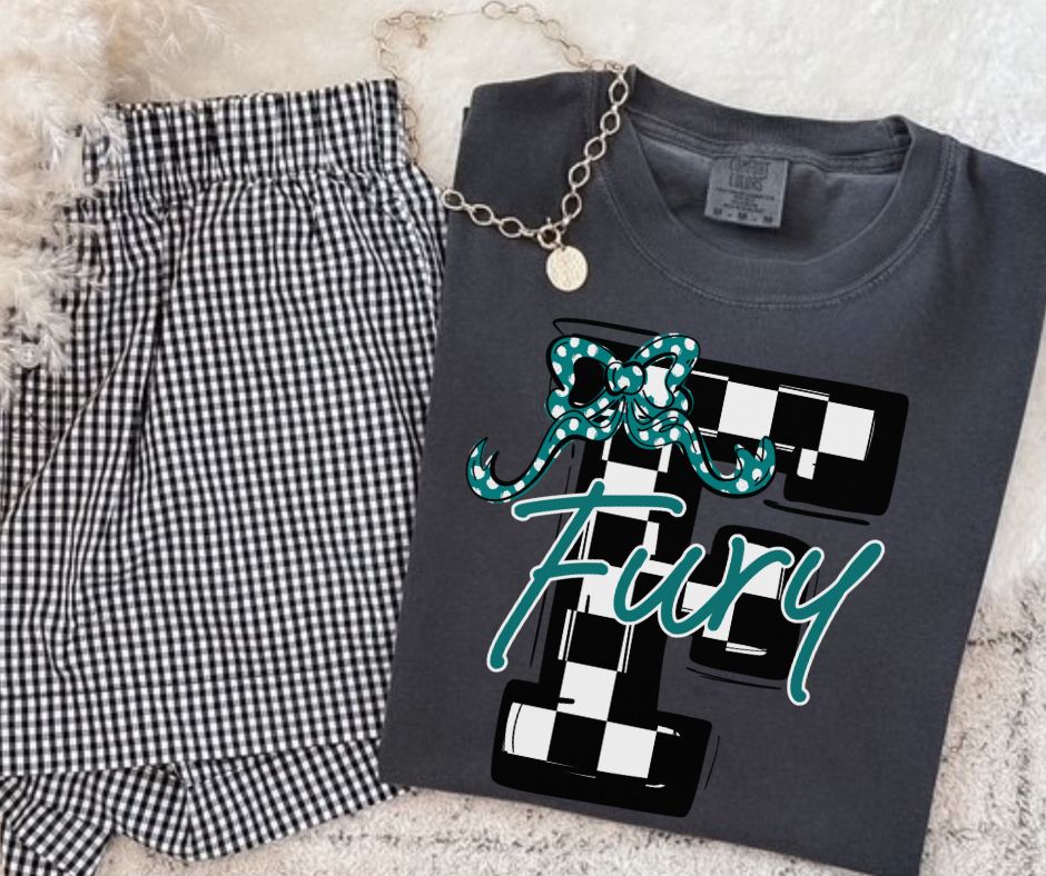 Fury - Teal/Black (Checkered Coquette Mascot) - DTF