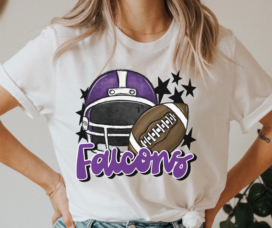 Falcons Mascot (stars - purple helmet) - DTF