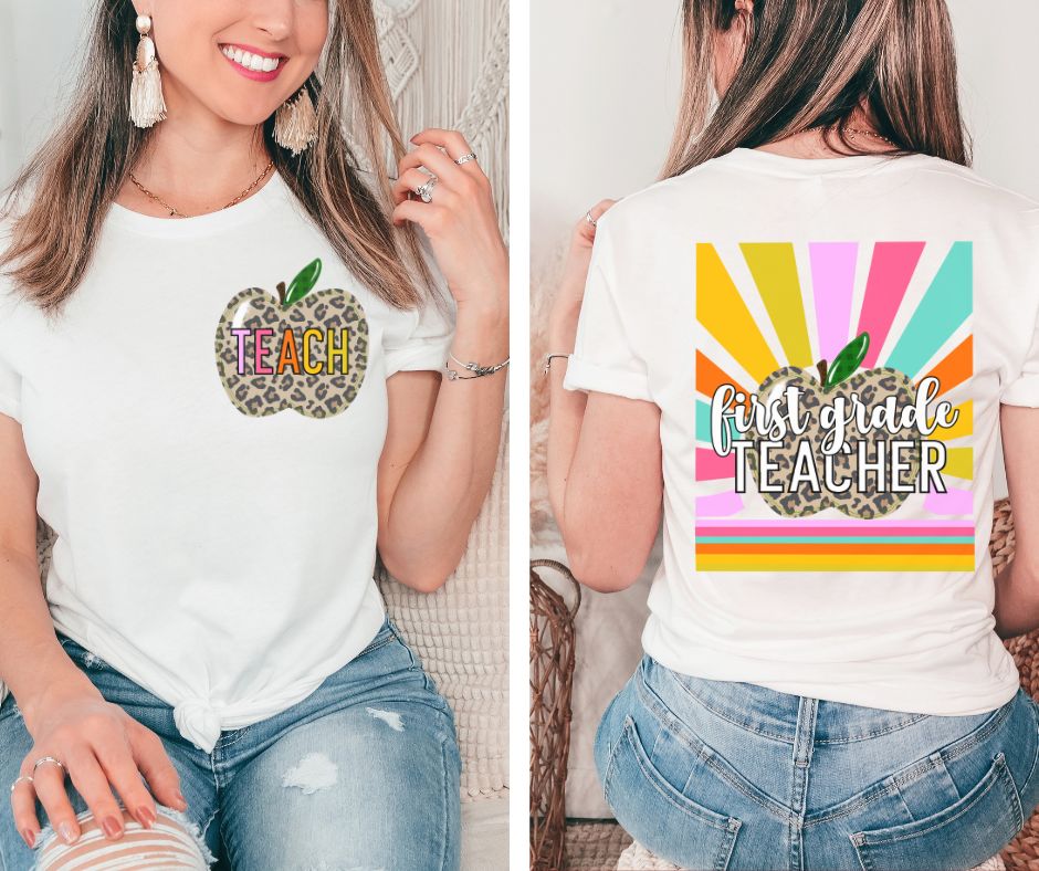First Grade (1st) Teacher (leopard apple) - 2-in-1 - DTF