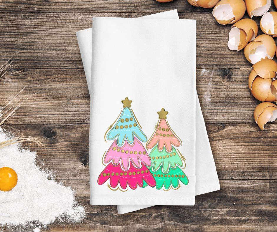 Christmas Trees (colorful and whimsical) - DTF