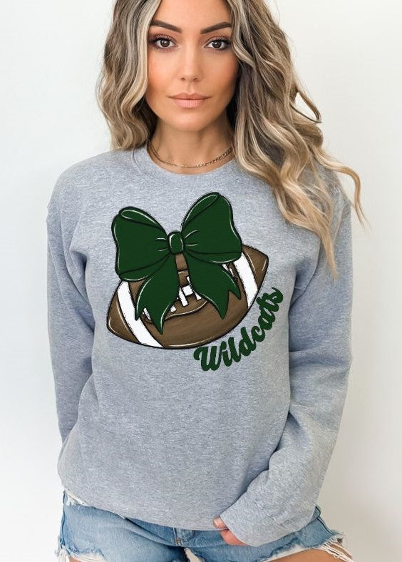 Wildcats Bows and Balls (Dark Green - Football) - DTF