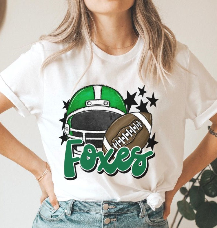 Foxes Mascot (stars - green helmet) - DTF