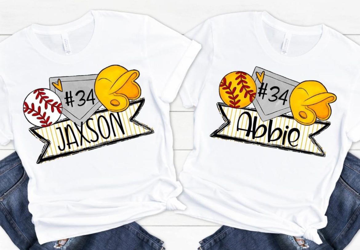 Baseball and Softball Trios (Personalized) - DTF