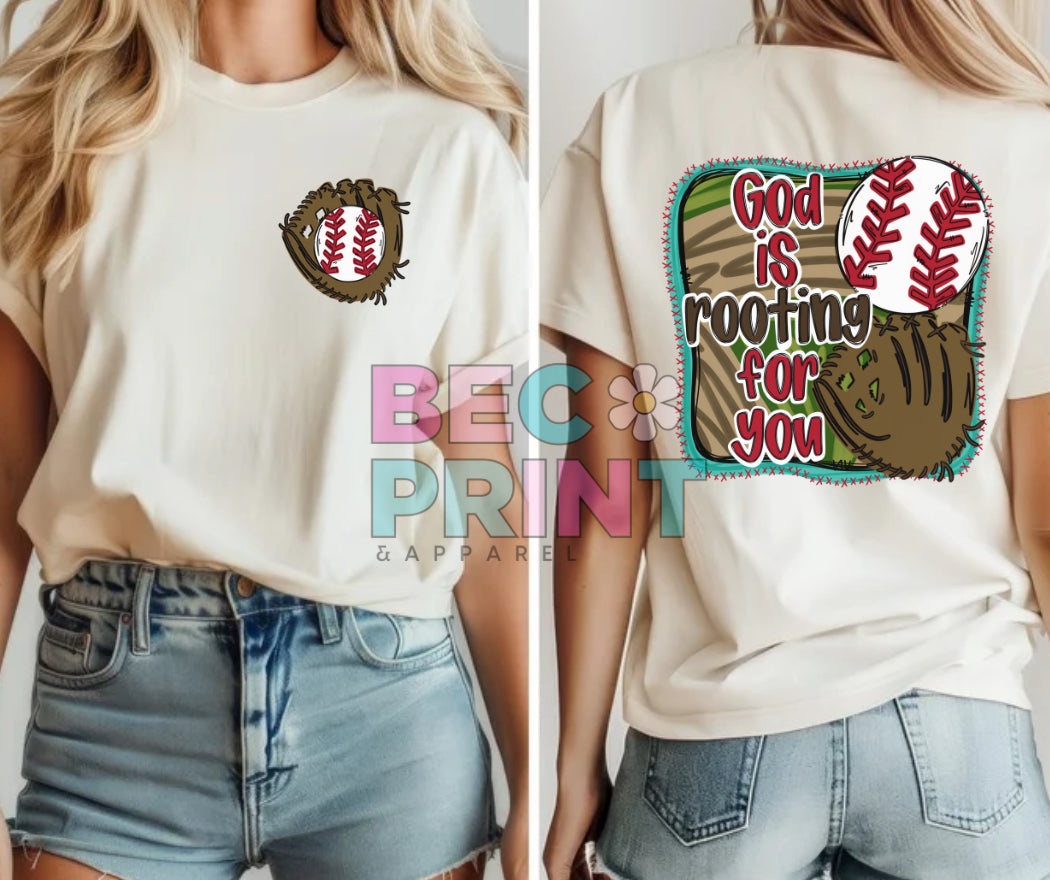 God is Rooting for you (Baseball 2-in-1 front/back design) - DTF
