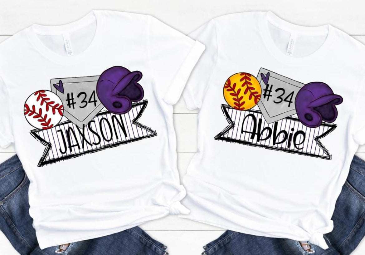 Baseball and Softball Trios (Personalized) - DTF