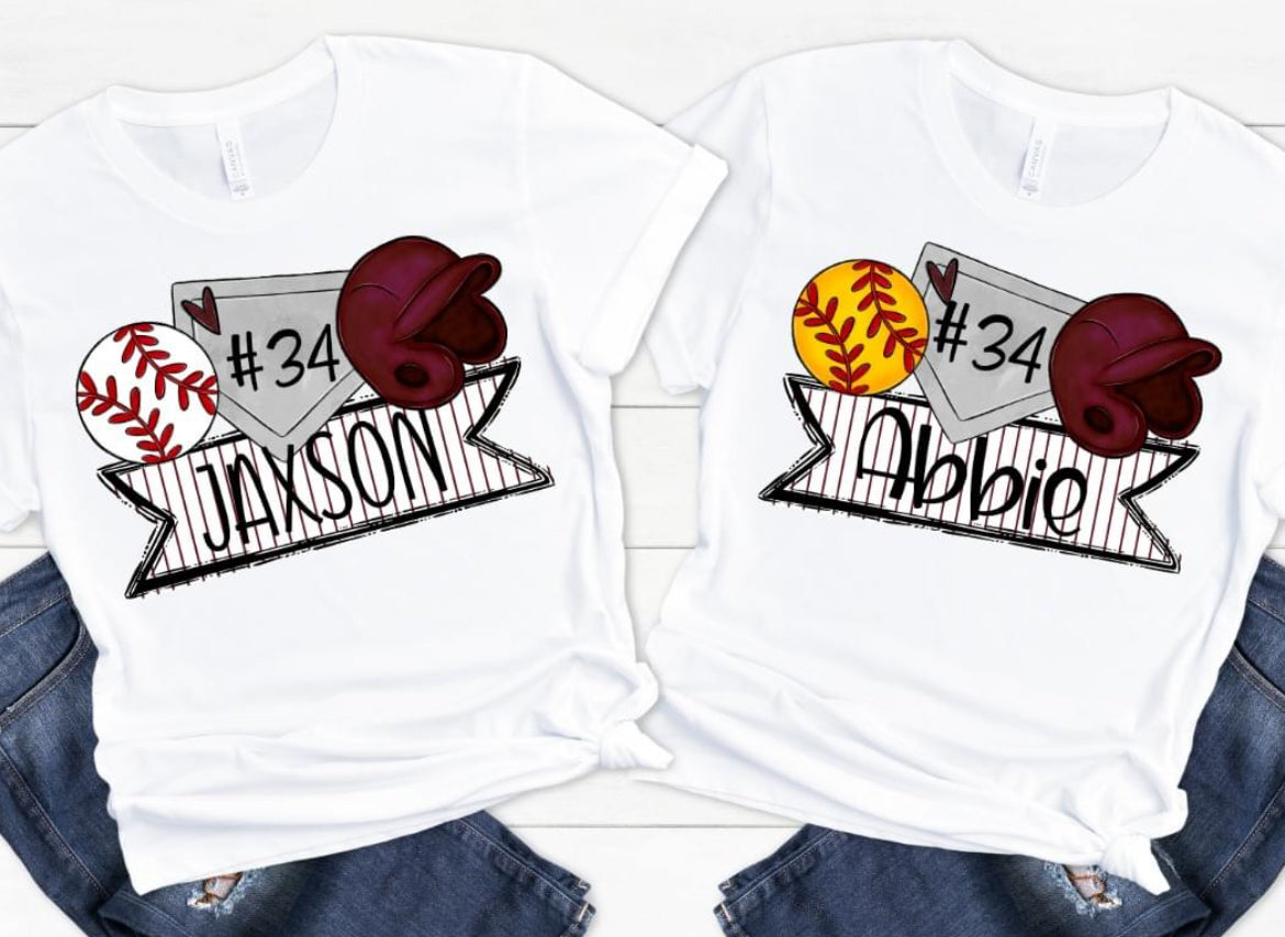 Baseball and Softball Trios (Personalized) - DTF