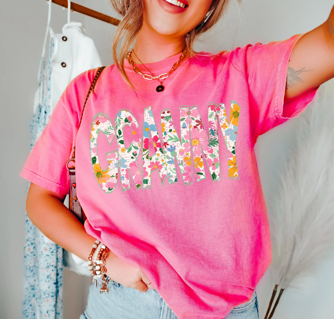 Granny (Floral Doodle Distressed) - DTF