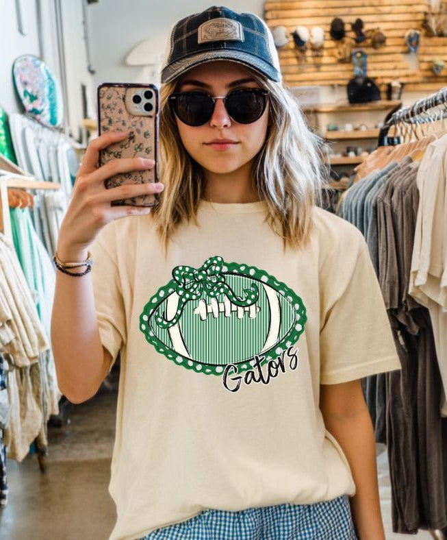 Gators - Kelly Green/Black (Prepster Football/Bow Mascot) - DTF