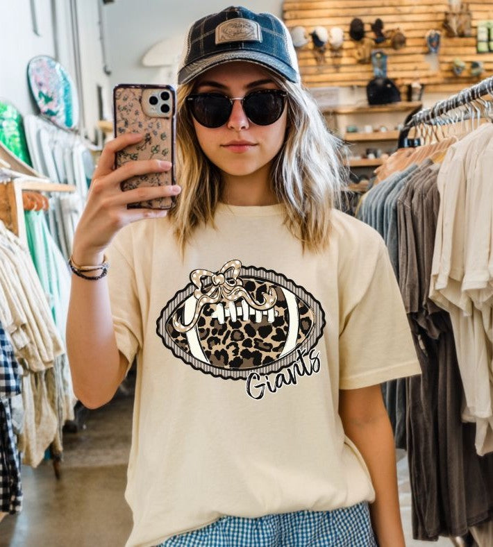 Giants - Leopard/Black (Prepster Football/Bow Mascot) - DTF