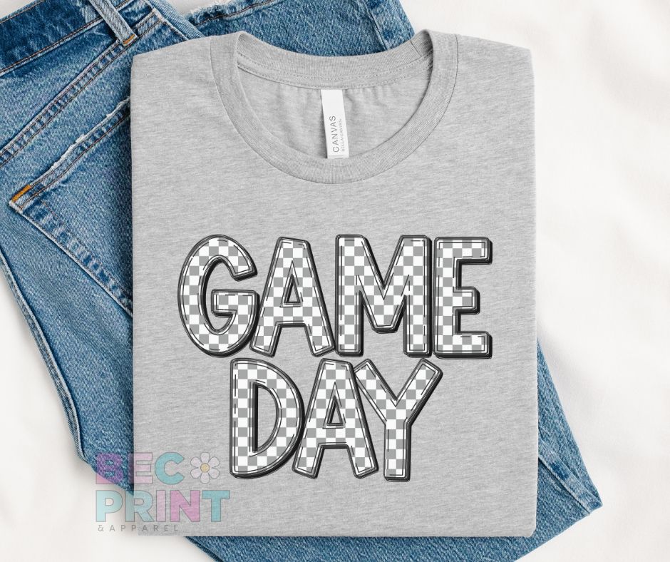 Game Day Checkered (Gray) - DTF