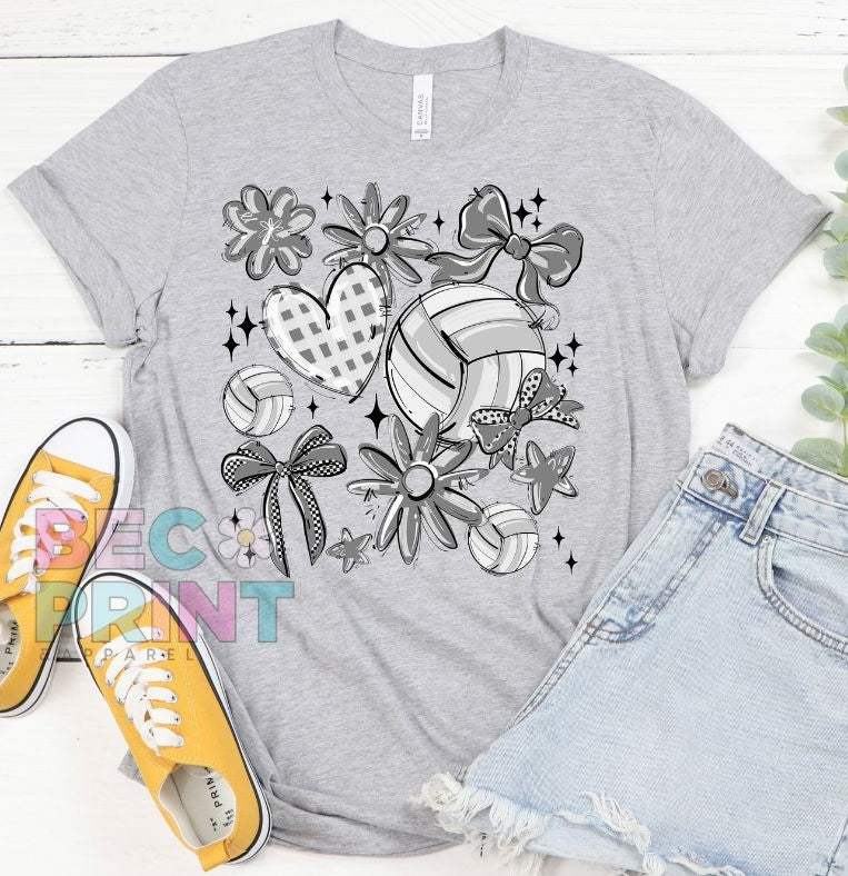 Play Ball Collage - Gray (Volleyball) - DTF