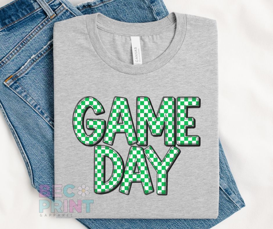 Game Day Checkered (Green) - DTF