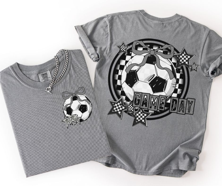 Game Day Soccer Coquette (Grey 2-in-1 front/back design)- DTF