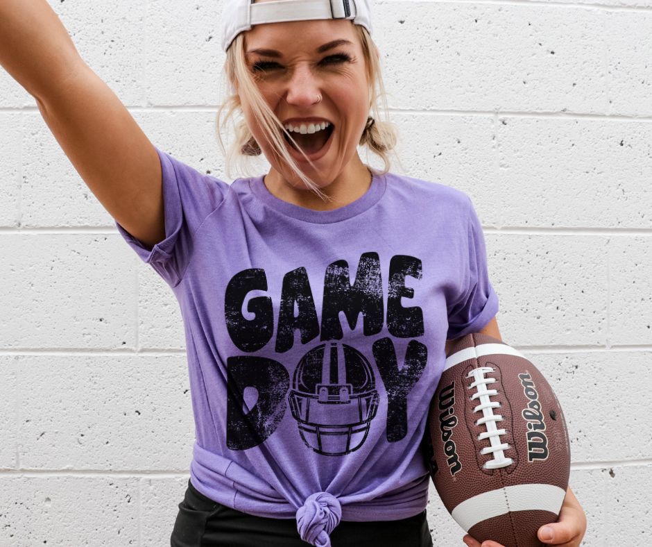 Game Day Football (helmet - black) - DTF