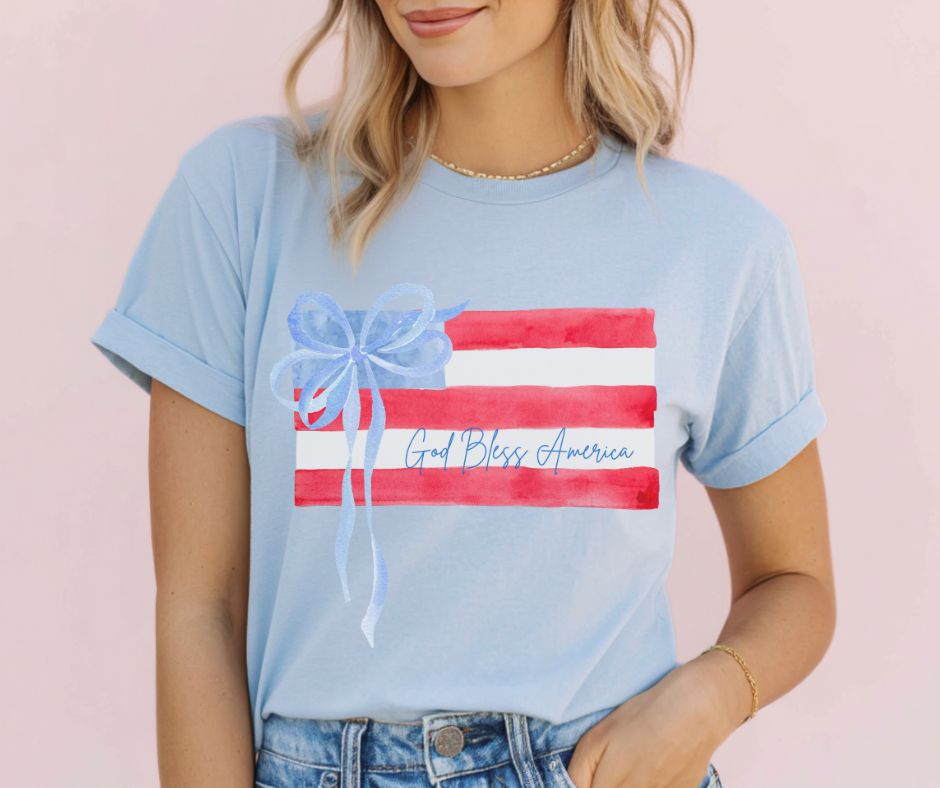 God Bless America (watercolor flag) - DTF