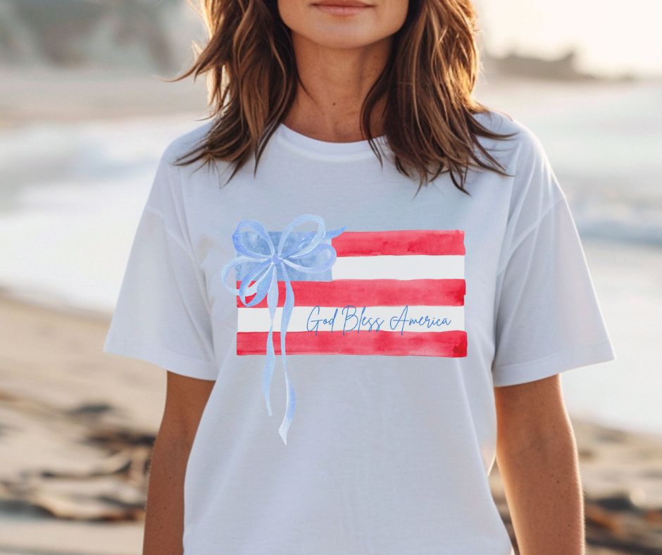 God Bless America (watercolor flag) - DTF