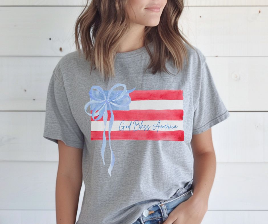 God Bless America (watercolor flag) - DTF