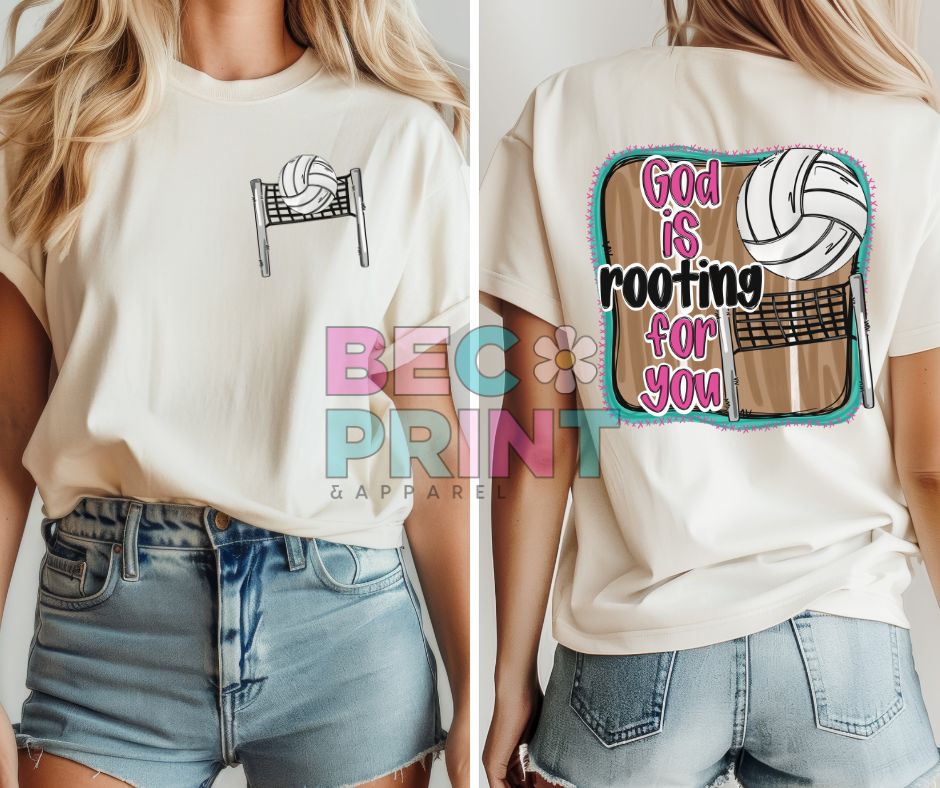 God is Rooting for you (Volleyball 2-in-1 front/back design) - DTF (Copy)