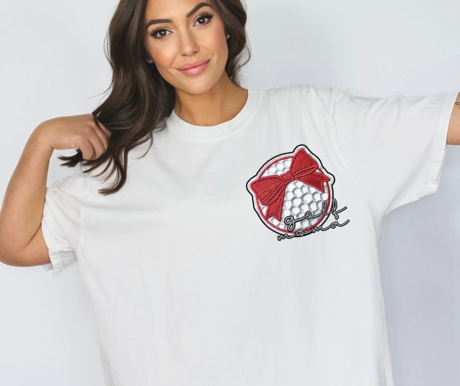 Golf Mama (faux embroidered patch) - DTF