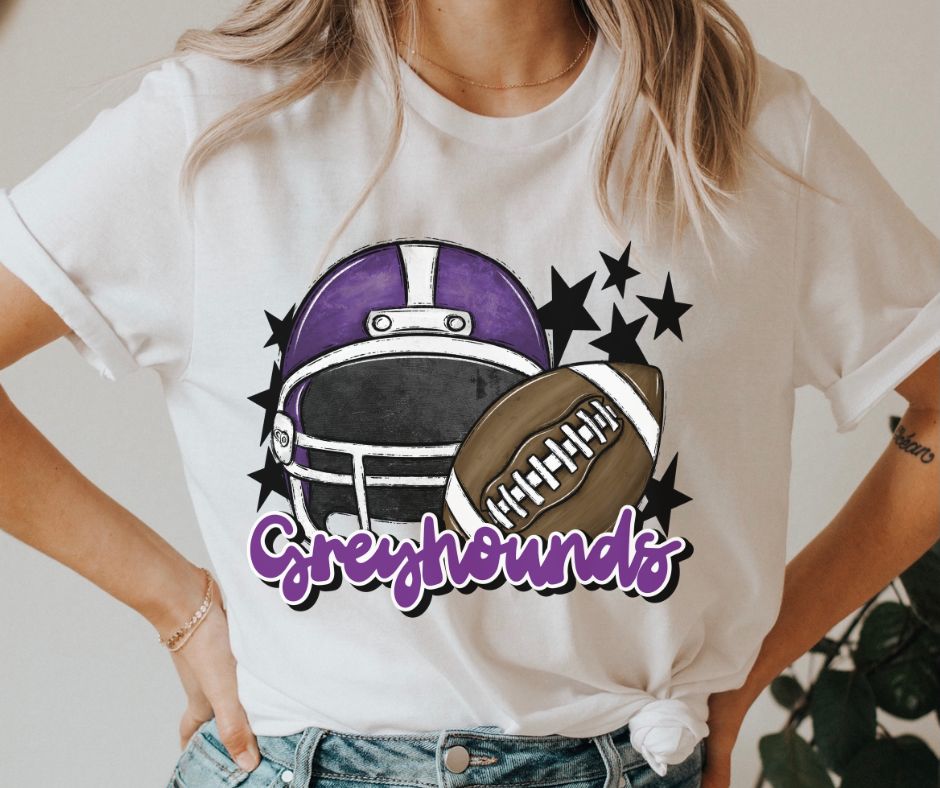 Greyhounds Mascot (stars - purple helmet) - DTF