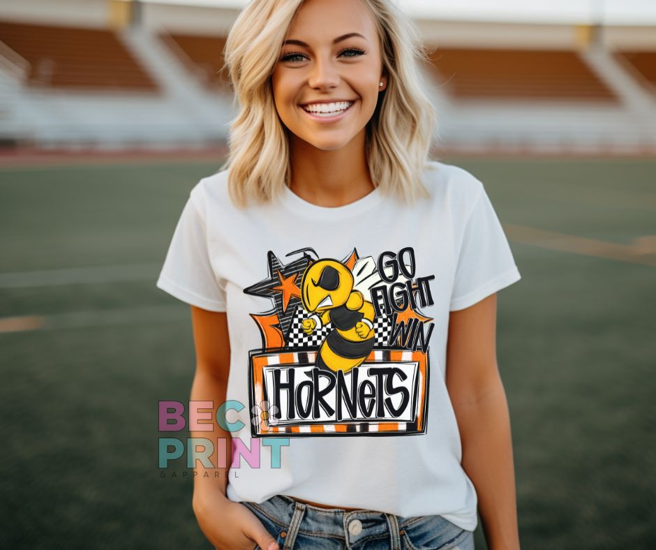 Hornets - Orange (Go Fight Win Star Mascot) - DTF