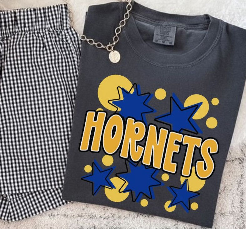 Hornets - Yellow Gold/Royal Blue (Bubbles & Stars Mascot) - DTF