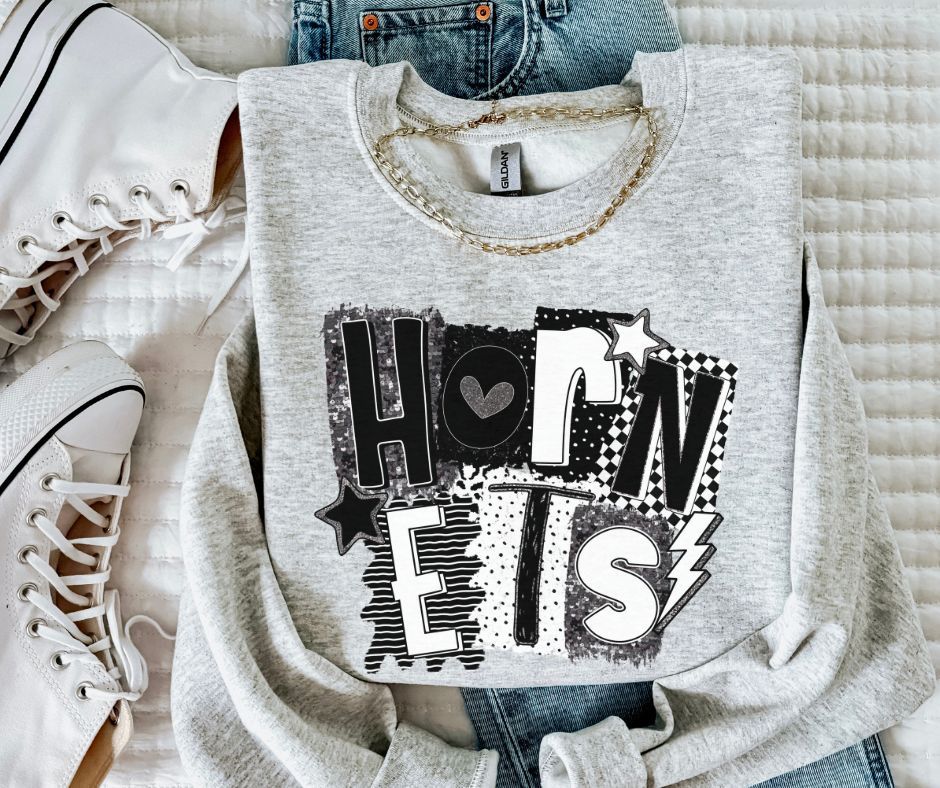 Hornets (BW Collage Mascot) - DTF