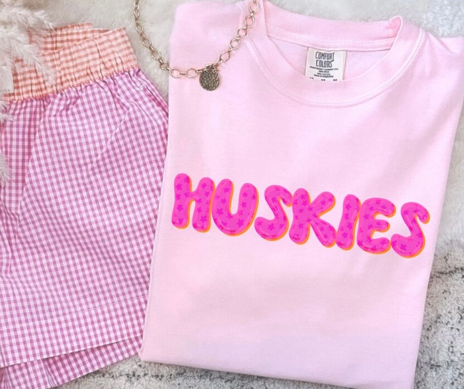 Huskies (Pink Bubble Stars Mascot) - DTF